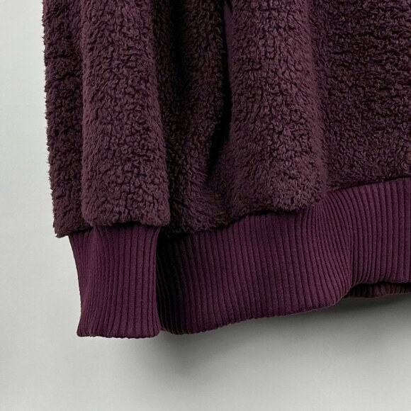Members Mark Cozy Sherpa Pull Over Jacket Hoodie XL Plush Plum Quarter Zip-Up - Picture 6 of 11
